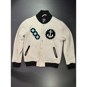 Pink Dolphin Varsity Jacket Men's M Large Embroidered Logo - Gray / Black